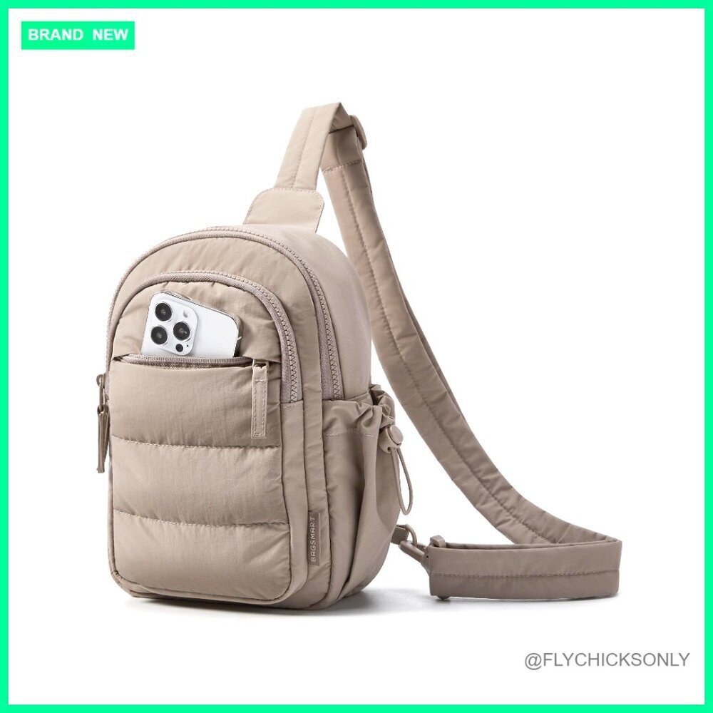 Small Puffer Crossbody Bag, 5L Capacity, RFID Blocking, Water-Resistant Taslan